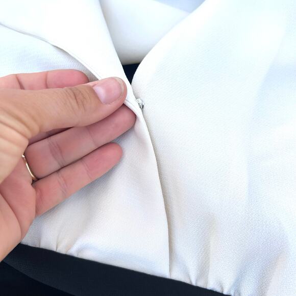 BA&SH Clelia Dress Ecru White Black Tuxedo Cocktail Mini Long Sleeve 8 Medium - Picture 8 of 13